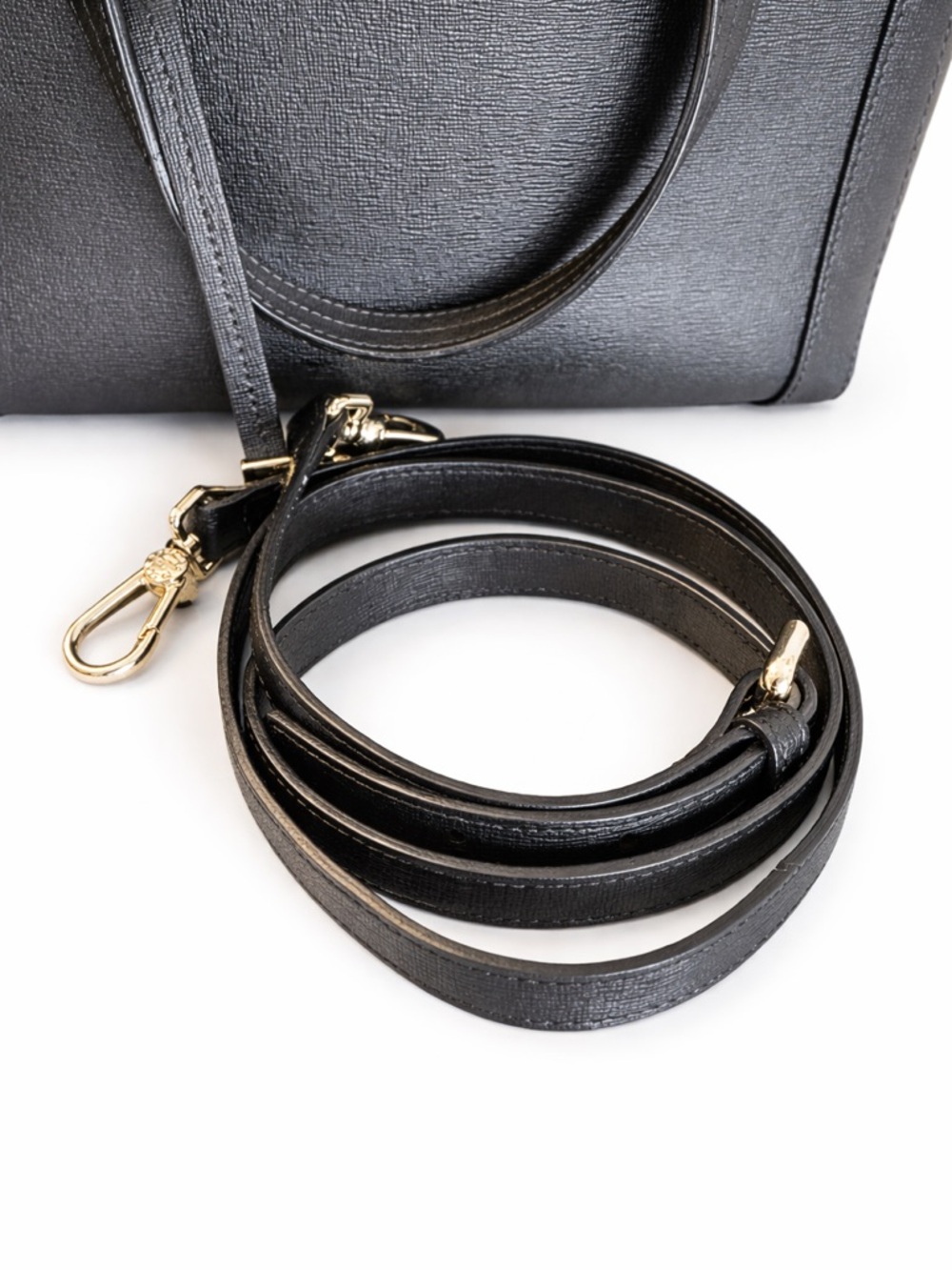 Furla Ginevra Leather Satchel in Onyx with Gold Hardware - Picture 4 of 11